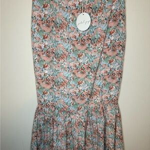 Petal & Pup Floral Midi Skirt in Pink and Green